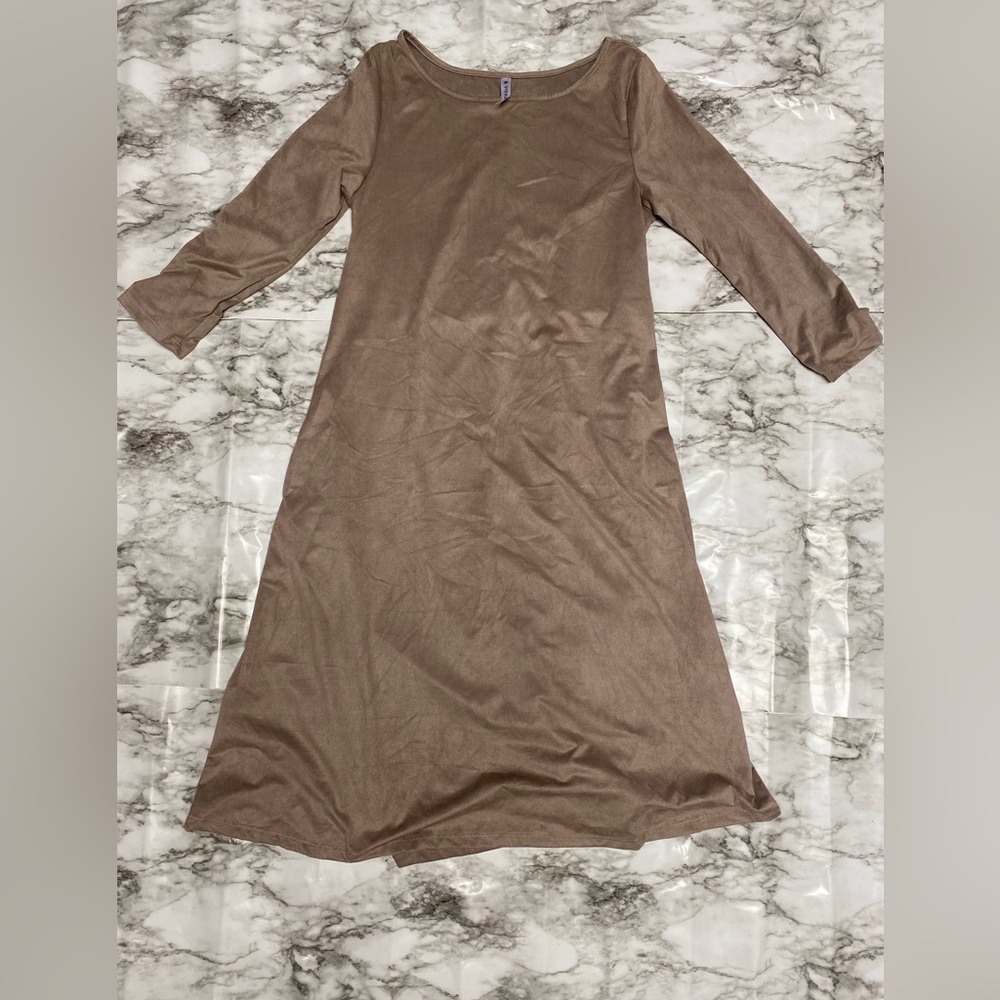 Faux Suede- long sleeve Dress